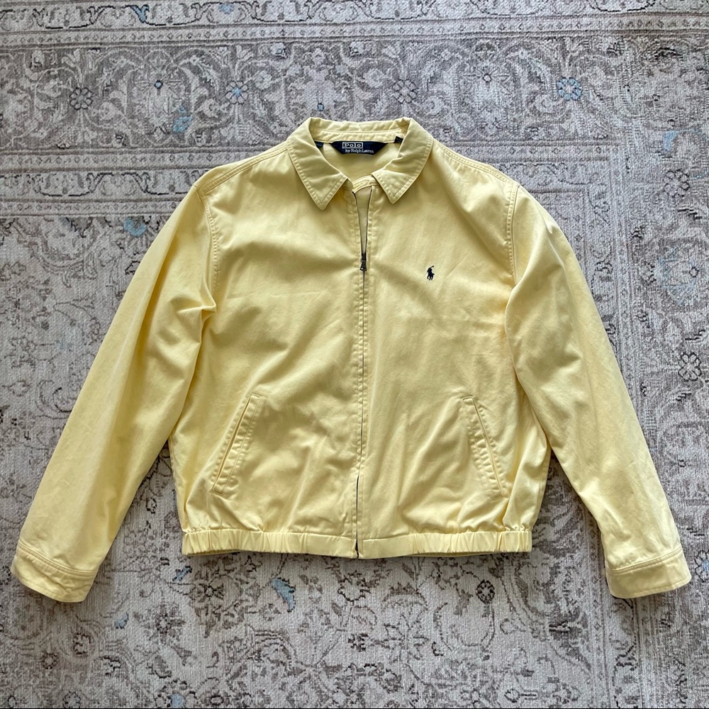 Vintage Polo Ralph Lauren Bomber Jacket Yellow Men or Womens Large Zip Up